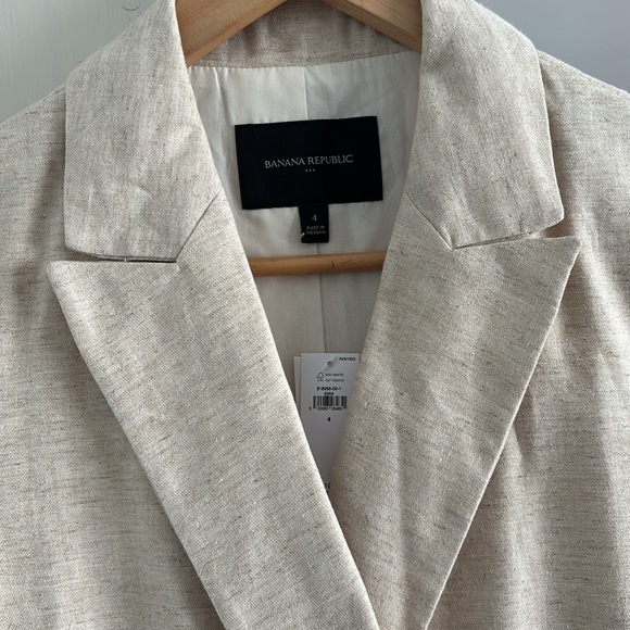 NWT! BANANA REPUBLIC Linen Blend Double Breasted Blazer, Size 4 - Picture 5 of 12